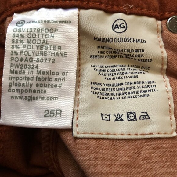 AG FARRAH SKINNY ANKLE HIGH RISE SPICED MAPLE STRETCH VELVET 25 NWT - Picture 15 of 16